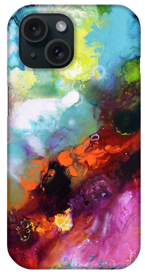 Abstract iPhone Case featuring the painting Burst of Light three of three by Sally Trace