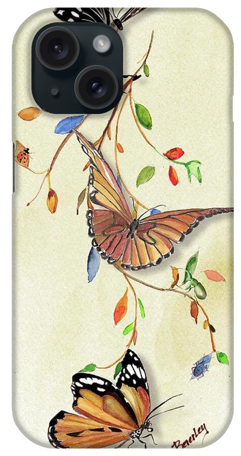 Butterflies iPhone Case featuring the painting Butterflies Three Companion by Anne Beverley-Stamps