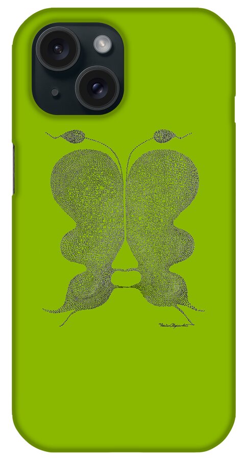 Abstract iPhone Case featuring the drawing Butterfly No.9 by Fei A