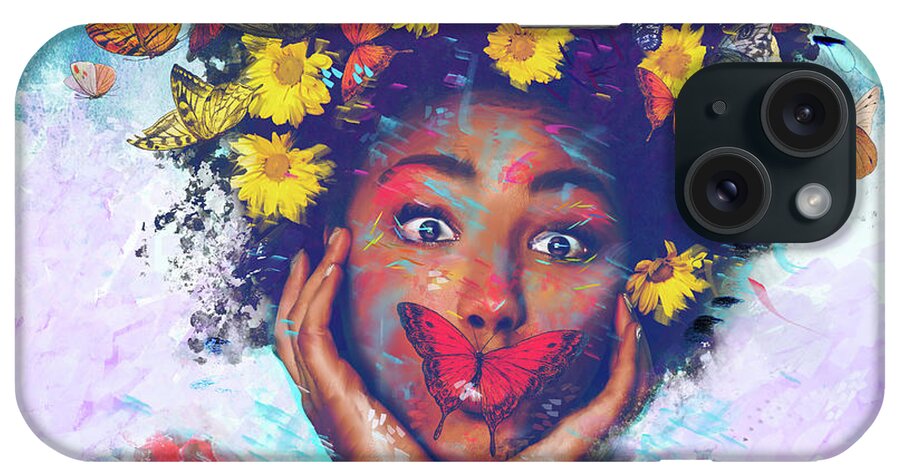 African American iPhone Case featuring the digital art Butterfly the Queen by Claudia McKinney