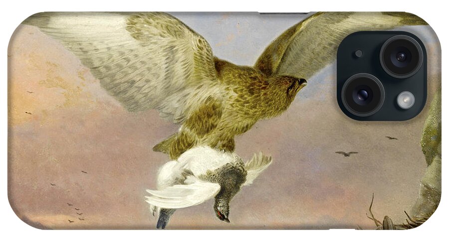 Richard Ansdell iPhone Case featuring the painting Buzzard with Ptarmigan by Richard Ansdell