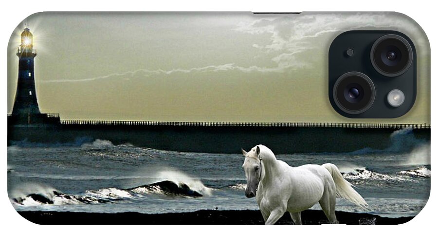 Sunderland Greeting Cards iPhone Case featuring the mixed media By the Light of the Silvery Moon by Morag Bates