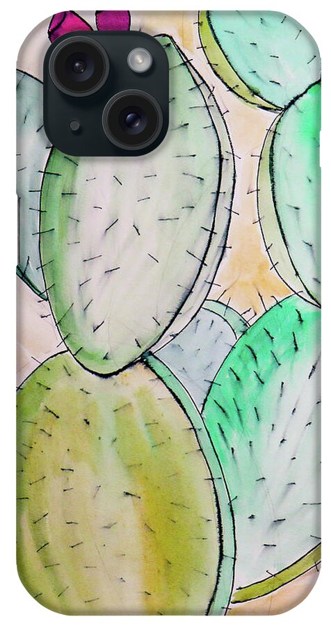 Cactus iPhone Case featuring the painting Cacti in New Mexico 3 by Ted Clifton