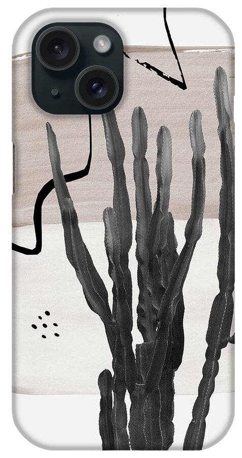 Collage iPhone Case featuring the mixed media Cactus Abstract - Naturelle #1 #minimal #wall #decor #art by Anitas and Bellas Art