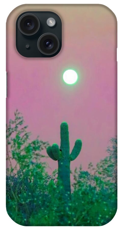 Desert iPhone Case featuring the photograph Cactus Full Moonrise in Aries by Judy Kennedy
