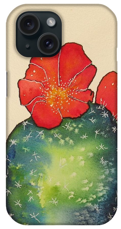 Succulent iPhone Case featuring the painting Cactus Rose 2 by Dale Bernard