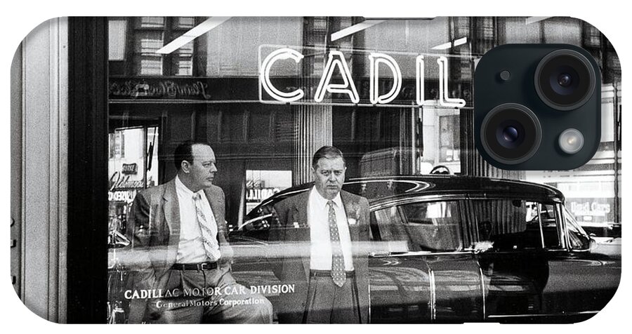 Americana iPhone Case featuring the digital art Cadillac Dealership NYC 1955 by Kim Kent