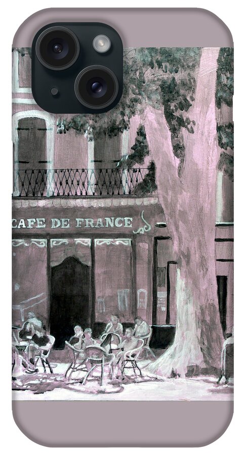 Outdoor Cafe iPhone Case featuring the drawing Cafe De France by David Zimmerman