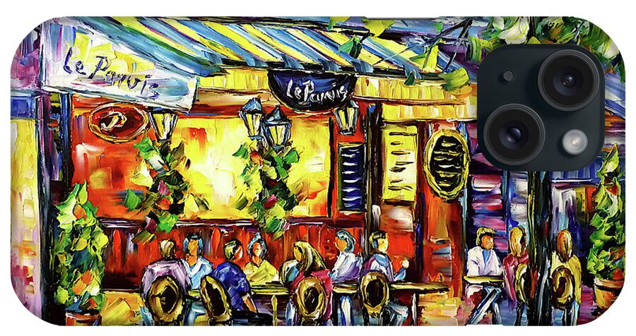 Summer In Paris iPhone Case featuring the painting Cafe Le Parvis, Paris by Mirek Kuzniar