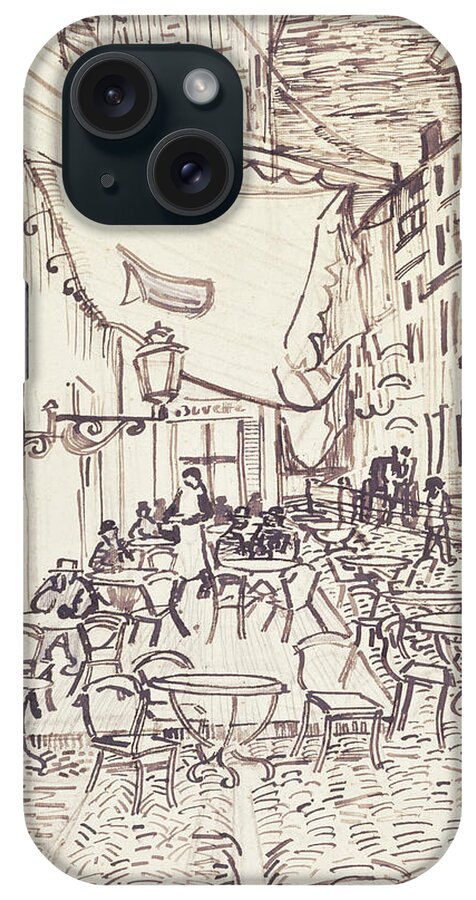 Vincent Van Gogh iPhone Case featuring the drawing Cafe Terrace at Night, September 1888 by Vincent Van Gogh