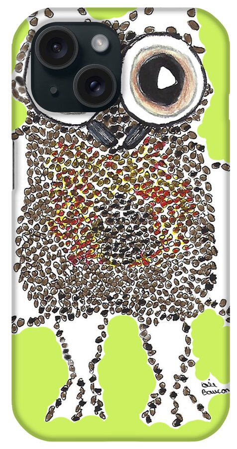 Owl iPhone Case featuring the drawing Caffeinated Owl with Transparent Background by Ali Baucom