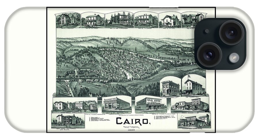 Cairo iPhone Case featuring the photograph Cairo West Virginia Vintage Map Birds Eye View 1899 by Carol Japp