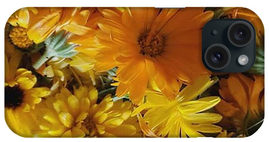Orange iPhone Case featuring the photograph Calendula Blossom Sunrise by Vicki Noble