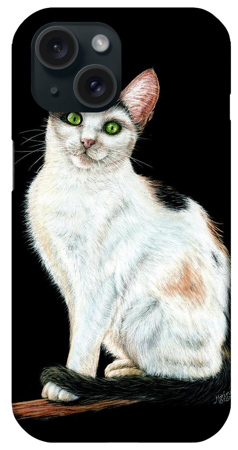 Cat iPhone Case featuring the painting Calico by Monique Morin Matson