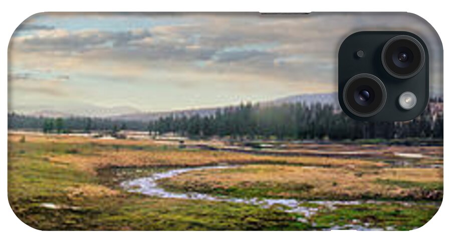 California iPhone Case featuring the photograph California Mountains Tioga Meadow Stream panorama by Dan Carmichael