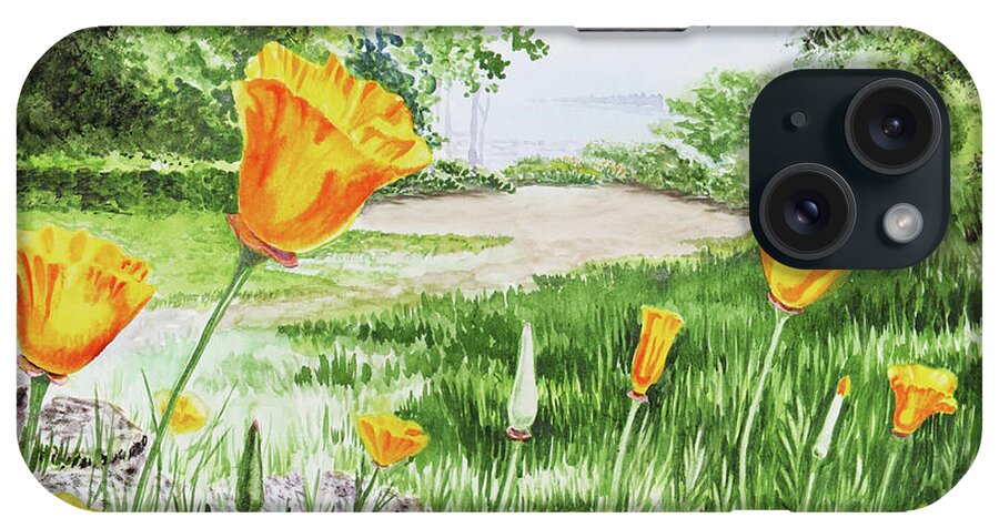 Poppies iPhone Case featuring the painting California Poppies Flower Garden Watercolor by Irina Sztukowski