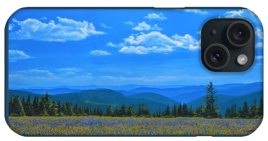 Landscape iPhone Case featuring the painting California Wildflowers by SophiaArt Gallery