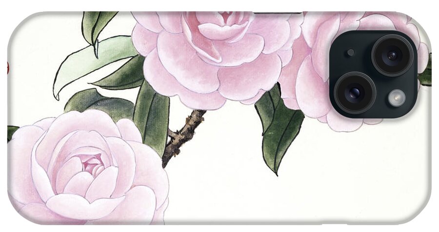 Ren Yu iPhone Case featuring the painting Pink Camellias II by Ren Yu