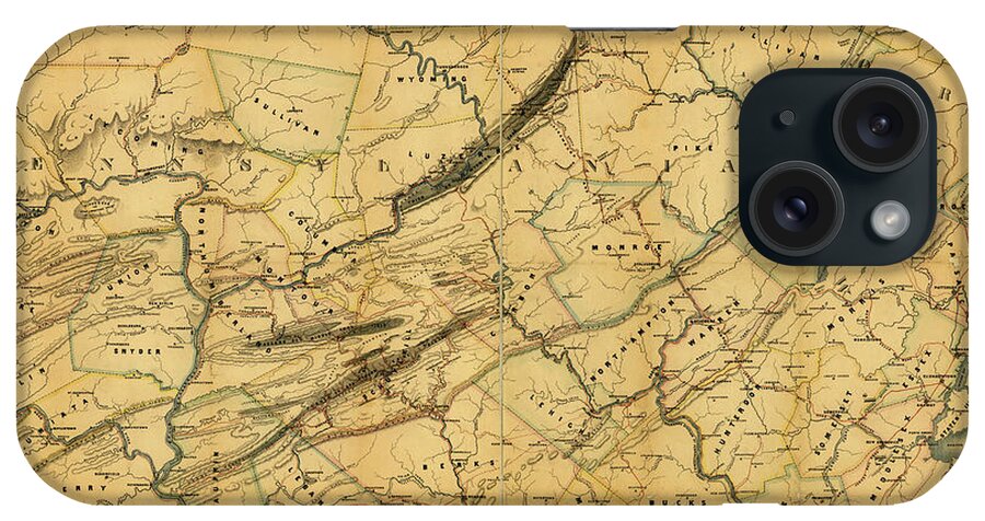 Rails iPhone Case featuring the drawing Canals and railroads for transporting anthracite coal to the city of New York 1856 by Vintage Maps