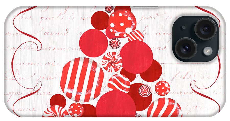 #faaAdWordsBest iPhone Case featuring the painting Candy Cane Christmas Tree by Debbie DeWitt