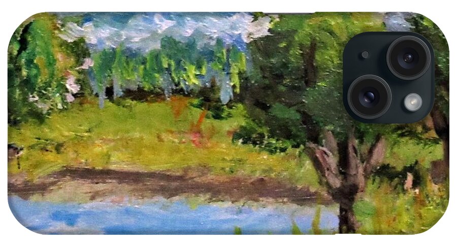 Landscape iPhone Case featuring the painting Canne Pond by Gregory Dorosh