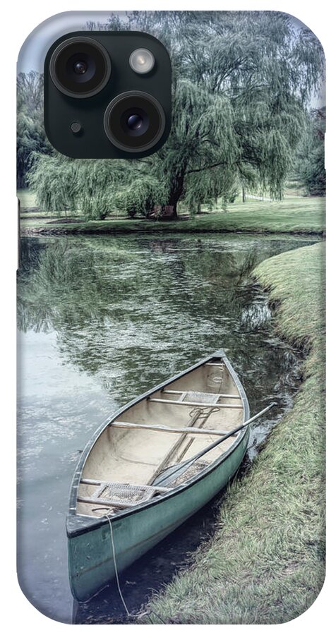 Boats iPhone Case featuring the photograph Canoe in Spring in Blues by Debra and Dave Vanderlaan