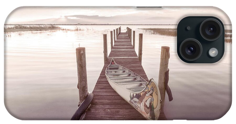 Dock iPhone Case featuring the photograph Canoe on the Cottage Dock by Debra and Dave Vanderlaan
