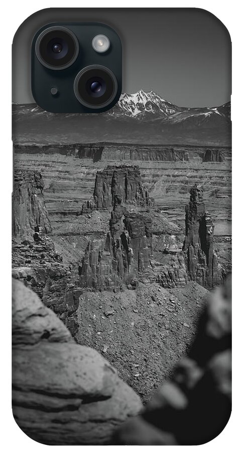  iPhone Case featuring the photograph Canyonpeering BW by William Boggs