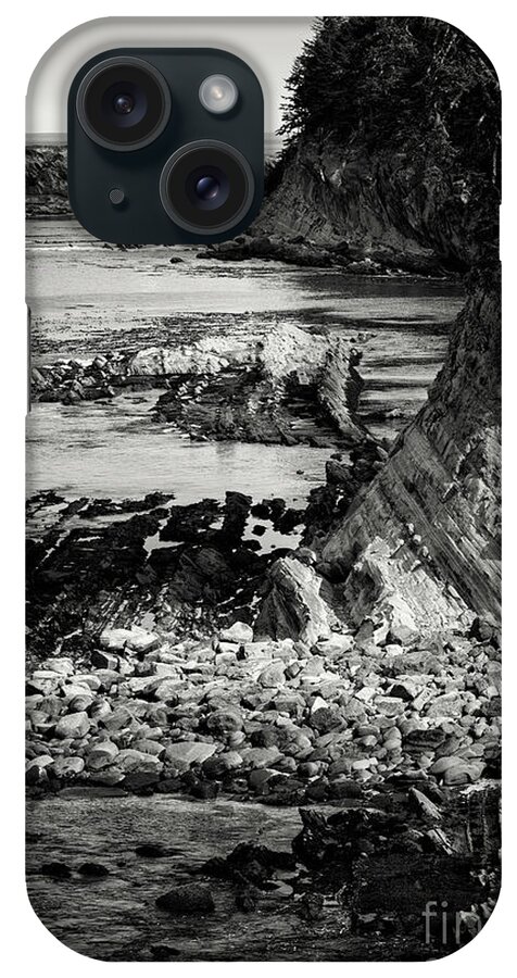 Cape Arago iPhone Case featuring the photograph Cape Arago Lighthouse 2 BW by Al Andersen