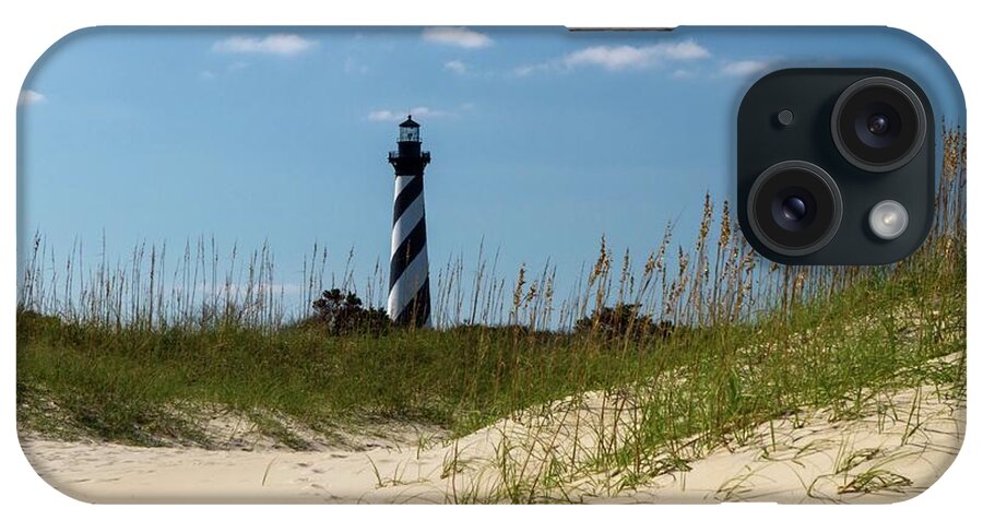 Architecture iPhone Case featuring the photograph Cape Hatteras Lighthouse over the Dunes by Liza Eckardt