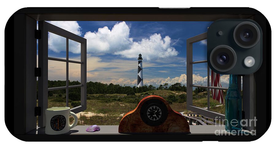Cape Lookout iPhone Case featuring the digital art Cape Lookout Lighthouse by Tony Cooper