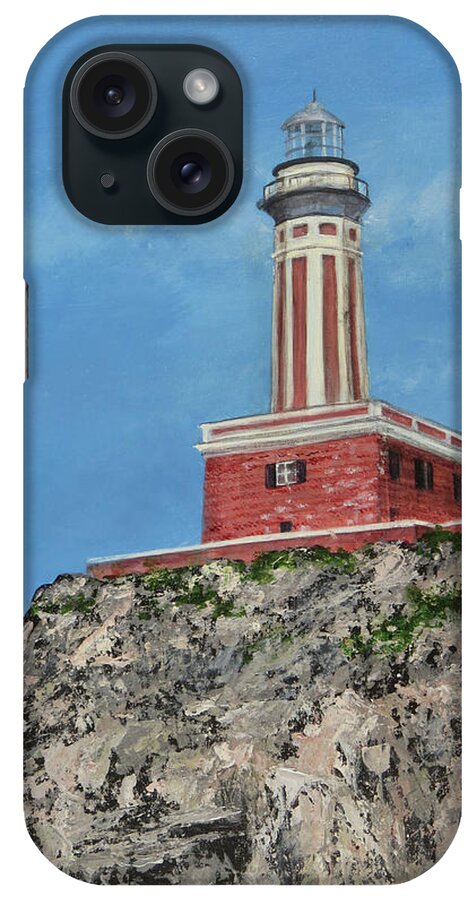Capri iPhone Case featuring the painting Capri Lighthouse by Zan Savage