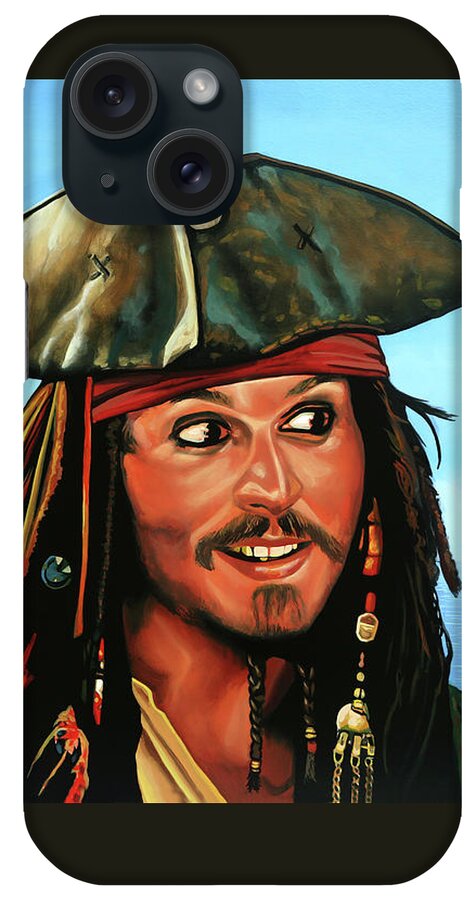 Johnny Depp iPhone Case featuring the painting Captain Jack Sparrow Painting by Paul Meijering