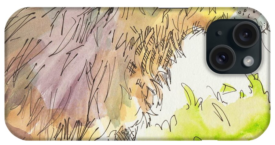 Capybara iPhone Case featuring the painting Capybara sitting down watercolor painting by Mike Jory