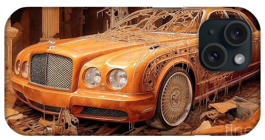 Bentley iPhone Case featuring the drawing Car 2214 Bentley Azure by Clark Leffler