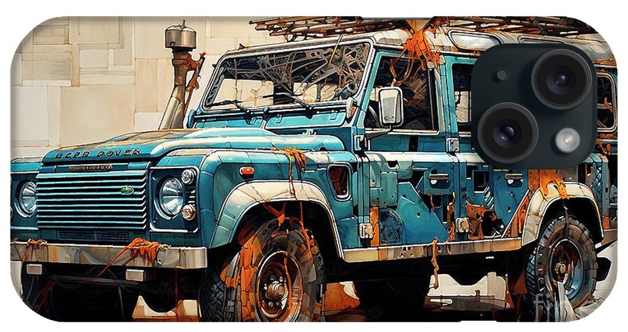 Land iPhone Case featuring the drawing Car 2842 Land Rover Defender by Clark Leffler
