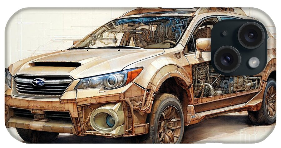 Subaru iPhone Case featuring the drawing Car 2971 Subaru Baja by Clark Leffler