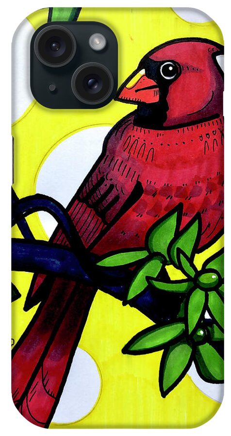 American Cardinal iPhone Case featuring the drawing Cardinal by Creative Spirit