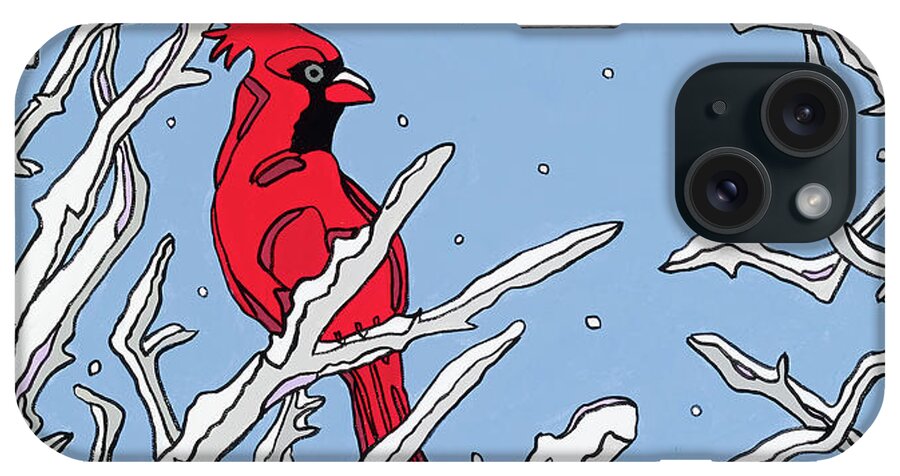 Cardinal Winter Branches Bird iPhone Case featuring the painting Cardinal Winter by Mike Stanko