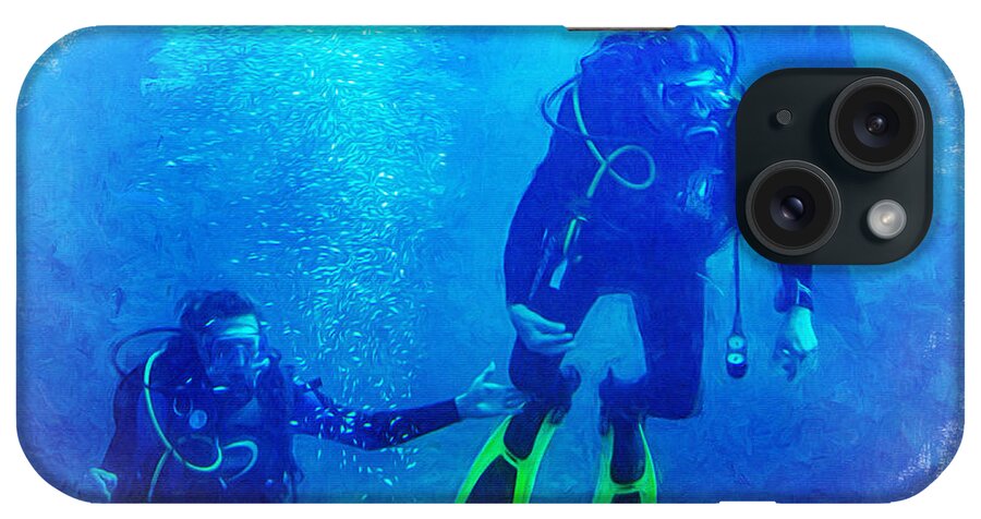 Caribbean Sea iPhone Case featuring the photograph Caribbean Sea Divers Cozumel, Mexico by Tatiana Travelways