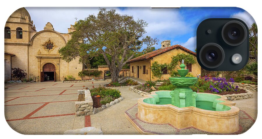 America iPhone Case featuring the photograph Carmel Mission Forecourt by Inge Johnsson