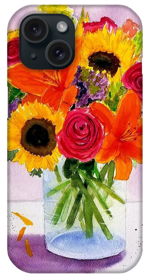 Daylilies iPhone Case featuring the painting Carols Vase by Ann Frederick
