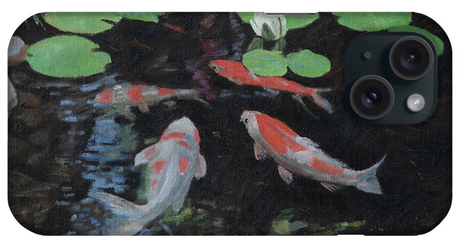Tradition iPhone Case featuring the painting Carp Pond by Masami IIDA