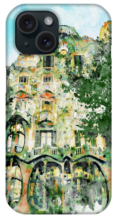 Marian Voicu iPhone Case featuring the painting Casa Batllo Barcelona by Marian Voicu