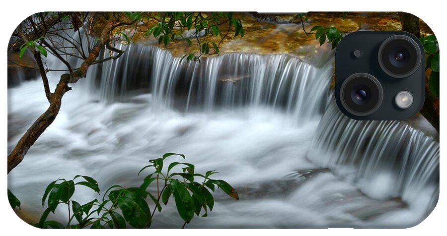 Virgin Falls iPhone Case featuring the photograph Cascading Creek In Forest by Phil Perkins