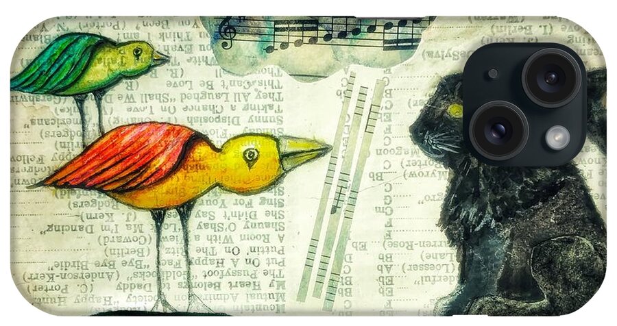 Birds iPhone Case featuring the digital art Cat Bird by Delight Worthyn