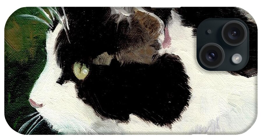Cat iPhone Case featuring the painting Cat Scan by Alice Leggett