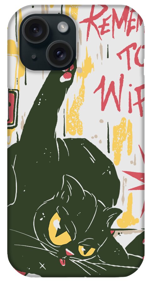 Cat iPhone Case featuring the drawing Cat Whiping by Vo Phat