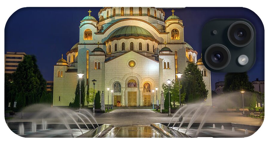 Belgrade iPhone Case featuring the photograph Cathedral of Saint Sava at night in Belgrade by Mikhail Kokhanchikov
