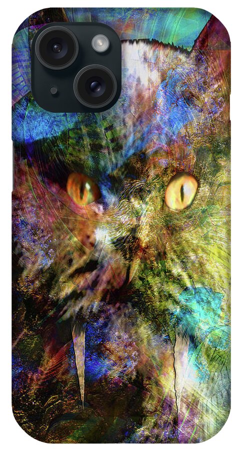 Cave Cat iPhone Case featuring the digital art Cave Cat by Studio B Prints